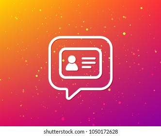 ID card icon. Personal identification document symbol. Soft color gradient background. Speech bubble with flat icon. Vector