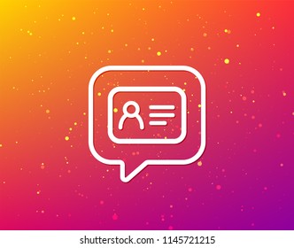 ID card icon. Personal identification document symbol. Soft color gradient background. Speech bubble with flat icon. Vector