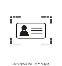 ID card icon. Personal identification graphic. Black and white vector. Minimalist ID illustration.