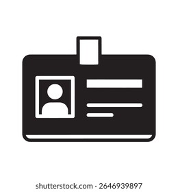Ícone do cartão de identificação para verificação da identidade e identificação pessoal Um símbolo de glifo de um documento para acesso oficial um crachá de perfil de usuário ou uma licença