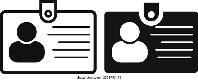 ID Card icon set.  ID card badge sign. proof icon concept. Pass card identity.  ID Badge Symbol