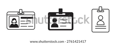 ID Card icon set. ID Card icon collection. Driver's license Identification card icon sign and symbol. ID Badge Symbol on background. Identity sign. Vector illustration.