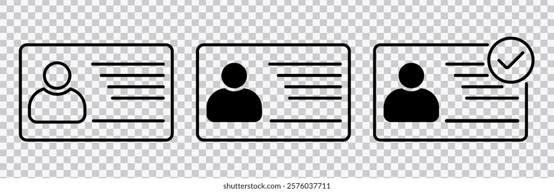 ID Card Icon Set Featuring Driver's License Identification Symbol