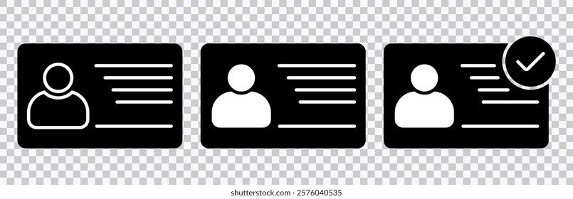 ID Card Icon Set Featuring Driver's License Identification Symbol