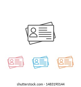 Id card icon set in flat style. Identity tag vector illustration on white isolated background. Driver licence business concept