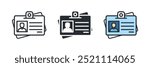 ID Card icon set. Identity document vector icons collection. Driver's license Identification card icon symbol in flat style. Face ID and eye scan icons. Vector illustration.