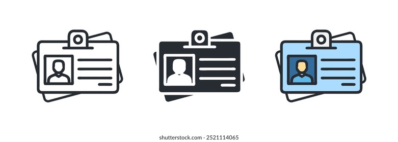 ID Card icon set. Identity document vector icons collection. Driver's license Identification card icon symbol in flat style. Face ID and eye scan icons. Vector illustration.