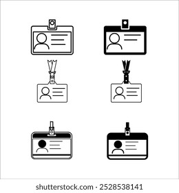 ID Card icon set. Identity document vector icons collection. Driver's license Identification card icon symbol in flat style. Face ID and eye scan icons. Vector illustration.