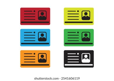 ID Card icon set. Identity document vector icons collection. Driver's license Identification card icon symbol in flat style.