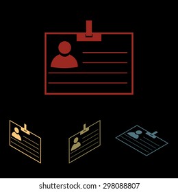 id card icon  set. Isometric effect