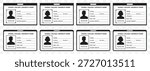 ID card icon set. Line and glyph ID card badge. Pass card identity  isolated on Transparent background. vector illustration. EPS 10.