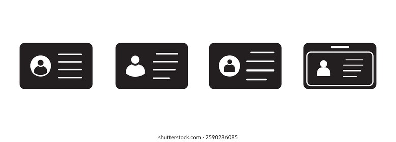 ID card icon set. Line and flat Identification card badge icon, symbol set. Pass card identity linear style sign or icon for mobile concept and web design.