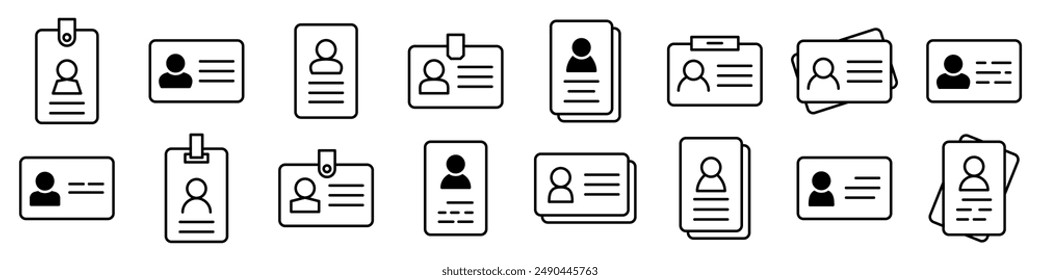 Id card icon. Id card icon set. Linear style. Vector illustration.