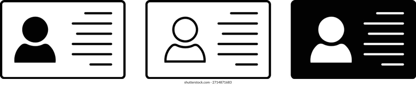 Conjunto de iconos de tarjeta de identificación. Estilo lineal. Ilustración vectorial.