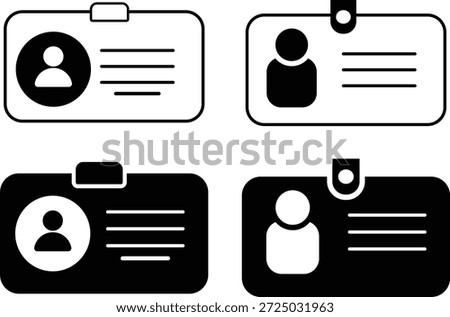 ID Card icon set. Personal identification symbols. badge sign. Business Credential Symbols. Employee clerk card proof concept. Pass identity 
