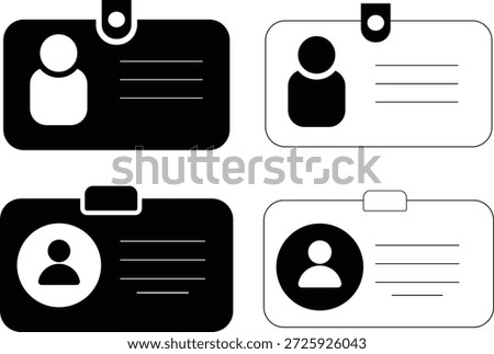ID Card icon set. Personal identification symbols. badge sign. Business Credential Symbols. Employee clerk card proof concept. Pass identity 
