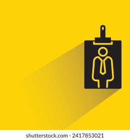 id-card-Symbol mit Schatten auf gelbem Hintergrund