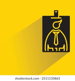 ícone de cartão de identificação com sombra no plano de fundo amarelo