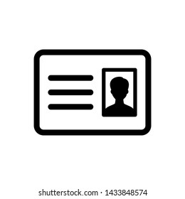 Id card icon sign for mobile concept and web design. Identification card simple vector. Symbol, logo illustration.
