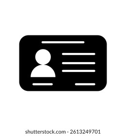id card icon, simple flat style, illustration, logo sign symbol pictogram template, for ui or ux isolated on white for mobile app, editable