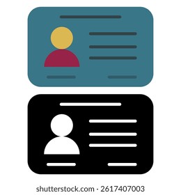id card icon, simple flat style, illustration, logo sign symbol pictogram template, for ui or ux isolated on white for mobile app, editable