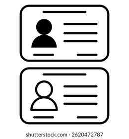 id card icon, simple flat style, illustration, logo sign symbol pictogram template, for ui or ux isolated on white for mobile app, editable
