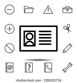 ID card icon. Simple thin line, outline vector element of minimalistic, web icons set for UI and UX, website or mobile application