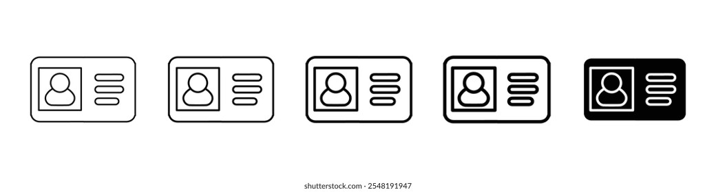 id card icon Simple thin line logo set