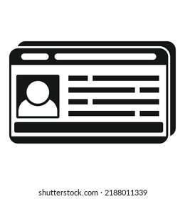 Id card icon simple vector. Name identity. Office access
