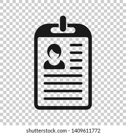 Id card icon in transparent style. Identity tag vector illustration on isolated background. Driver licence business concept.