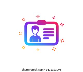 ID card icon. User Profile sign. Male Person silhouette symbol. Identification plastic card. Dynamic shapes. Gradient design identification card icon. Classic style. Vector