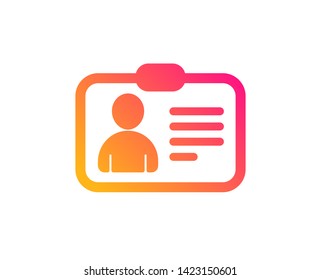 ID card icon. User Profile sign. Person silhouette symbol. Identification plastic card. Classic flat style. Gradient iD card icon. Vector