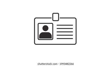 ID Card Icon. Vector black and white simple isolated illustration of an identification card