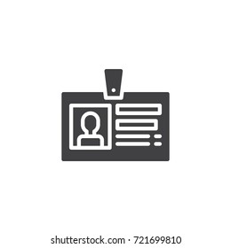 Id card icon vector, filled flat sign, solid pictogram isolated on white. Symbol, logo illustration.