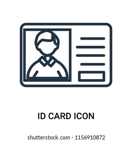 Id card icon vector isolated on white background, Id card transparent sign , outline linear symbol or thin lined pictogram