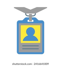 Id card icon vector or logo illustration flat color style 