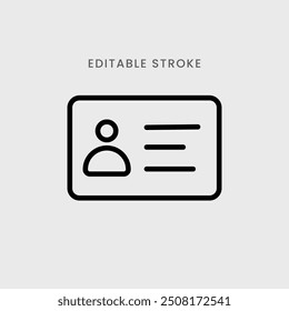 Vetor de ícone de cartão de identificação. Identificação nacional, bilhete de identidade, bilhete de eleitor, carta de condução.