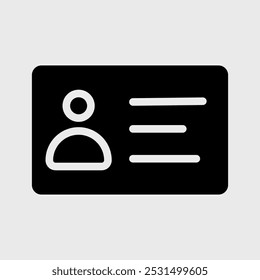 Id card icon vector. National id, identification card, voter id, driving license, passport id symbol black solid icon