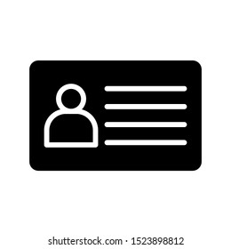 Id card icon vector on white background . Identity tag vector illustration symbol. Driver licence logo.simple vector