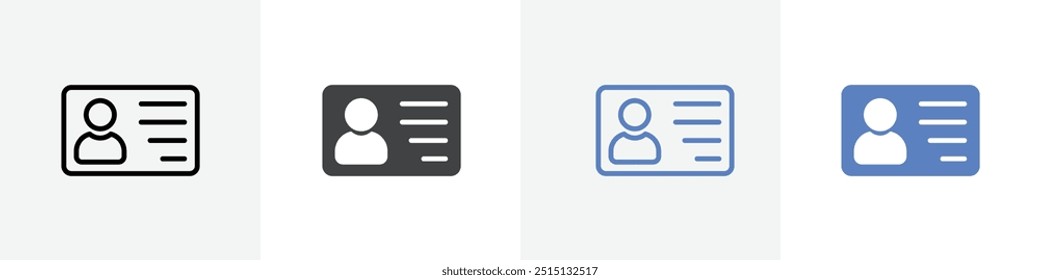 ícone de cartão de identificação vetor definir uso para interface do usuário ou aplicativo da web