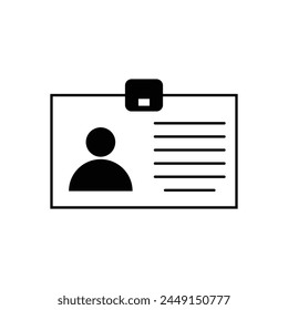 ID Card icon vector sign and symbol isolated on white background, ID Card logo concept. Member card symbol pictogram. VIP person icon. Vector illustration. Eps file 86.