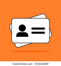 ID Card Icon. White Driver License, Staff Identification Card Symbol Isolated On Orange Color Background. Vector Illustration