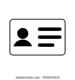 Icono de tarjeta de identificación. permiso de conducir blanco, símbolo de la tarjeta de identificación del personal aislado en fondo blanco. ilustración vectorial