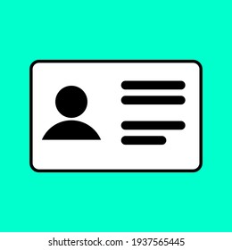 Icono de tarjeta de identificación. permiso de conducir blanco, símbolo de la tarjeta de identificación del personal aislado en fondo verde. ilustración vectorial