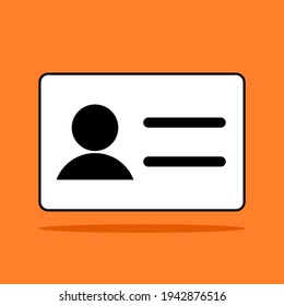Icono de tarjeta de identificación. permiso de conducir blanco, símbolo de la tarjeta de identificación del personal aislado en color naranja. ilustración vectorial