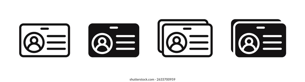 Conjunto de iconos de tarjeta de identificación. colección de símbolo de tarjeta de Identificación. Ilustración vectorial.