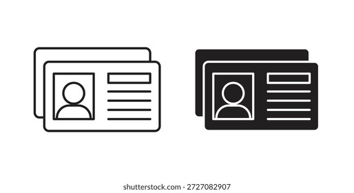 Ícones do cartão de identificação definidos. Ilustração de vetor de linha simples