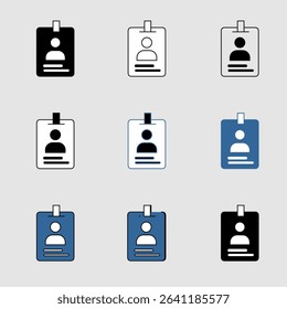ID card icons, smart arts for ux ui, new modern, editable icon for project, vector illustration file, popular icon isolated.
