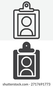 Conjunto de iconos de estilo diferente de Identificación de tarjeta de identificación. Línea, contorno y símbolo de Vector sólido con trazo editable. Icono de ID para la insignia del empleado y el icono de datos personales.