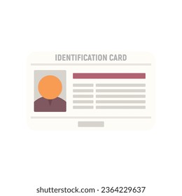 Id card identification icon flat vector. Photo identity. Office tag isolated